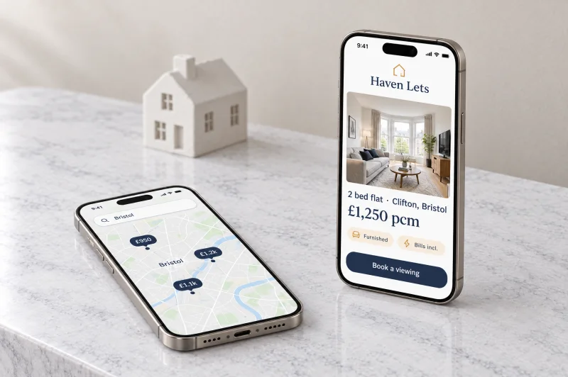Property and rental app on an iPhone